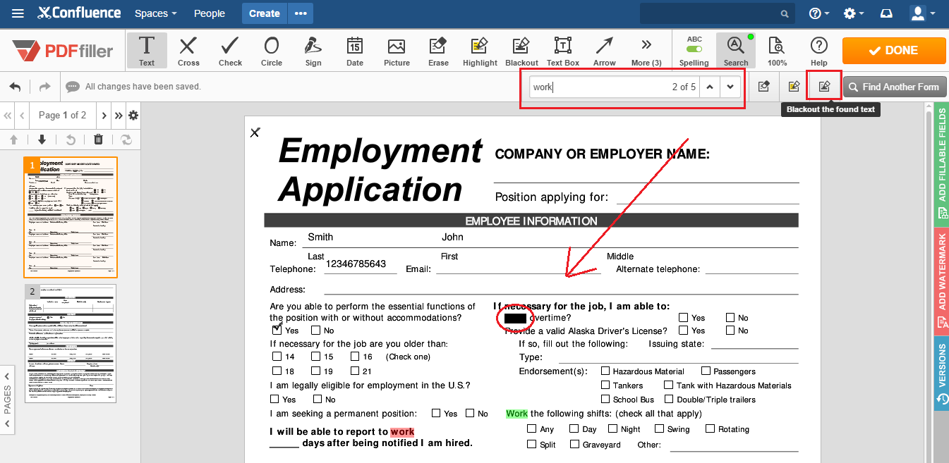 Search And Redact Text In PDFs In Confluence PdfFiller