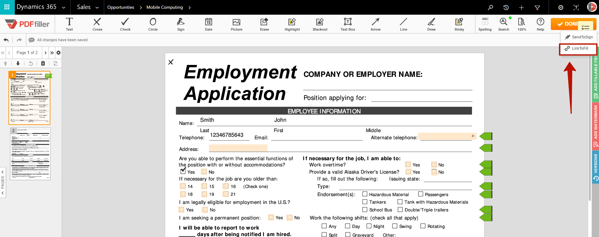 DaDaDocs for integration with Dynamics 365