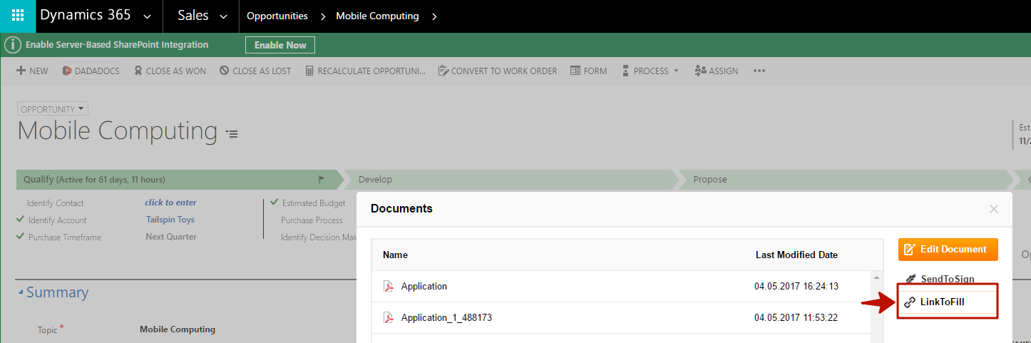 Integrate DaDaDocs with Dynamics 365
