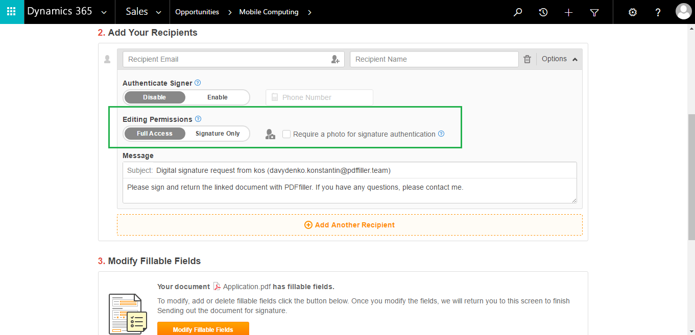 DaDaDocs integrates with Dynamics 365