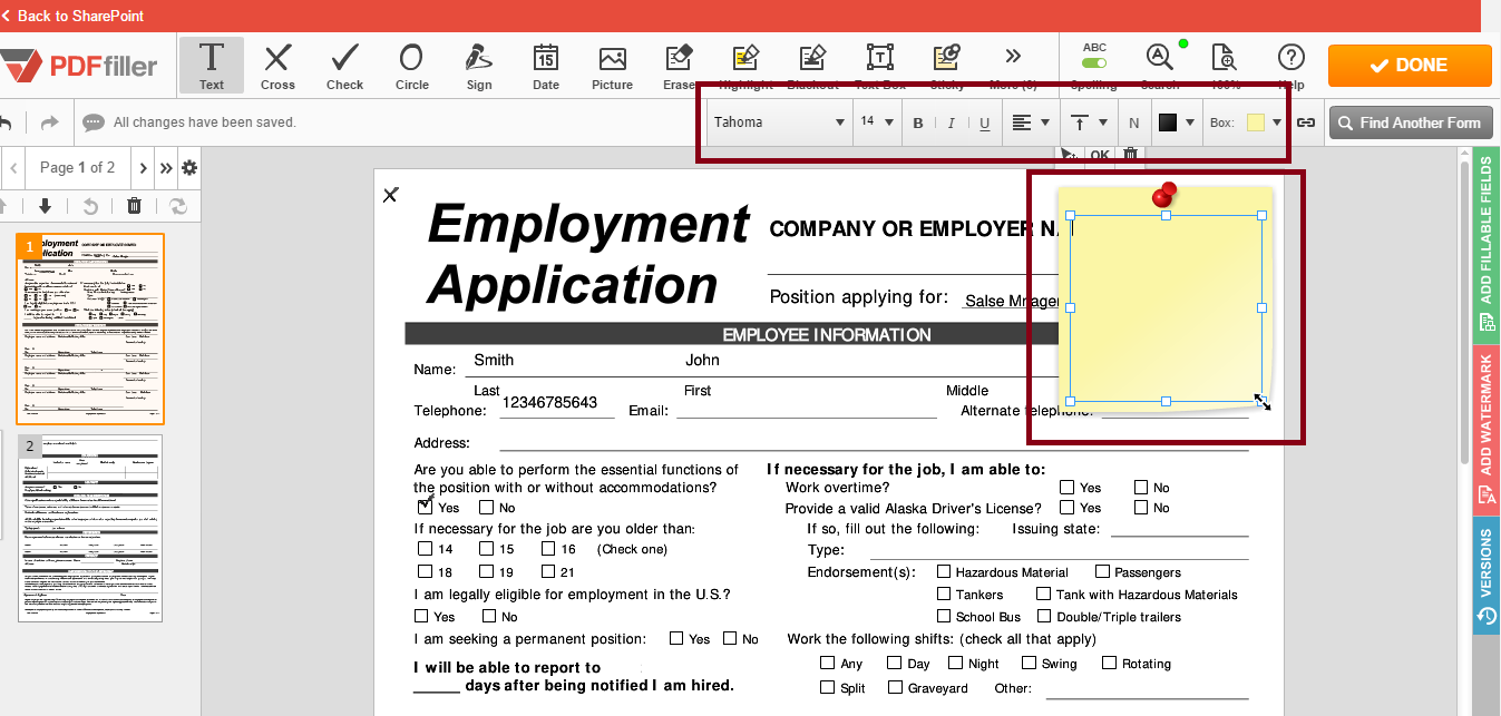 pdfFiller SharePoint integration