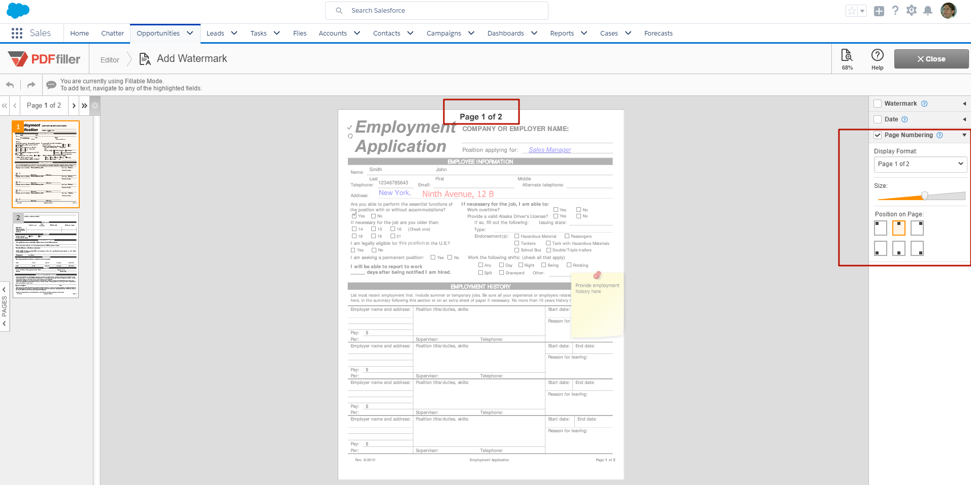 pdf form filler salesforce