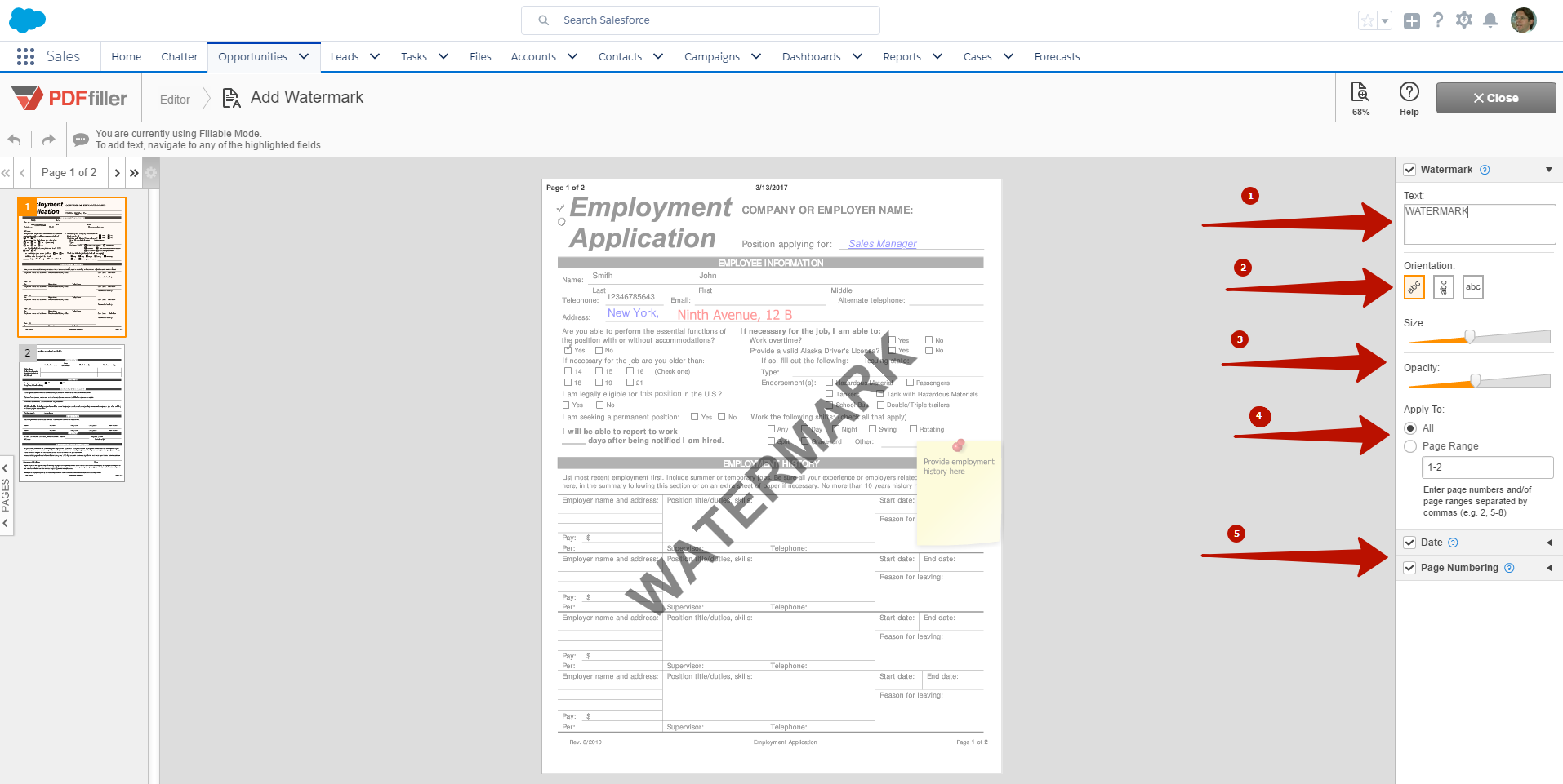 pdf form filler salesforce