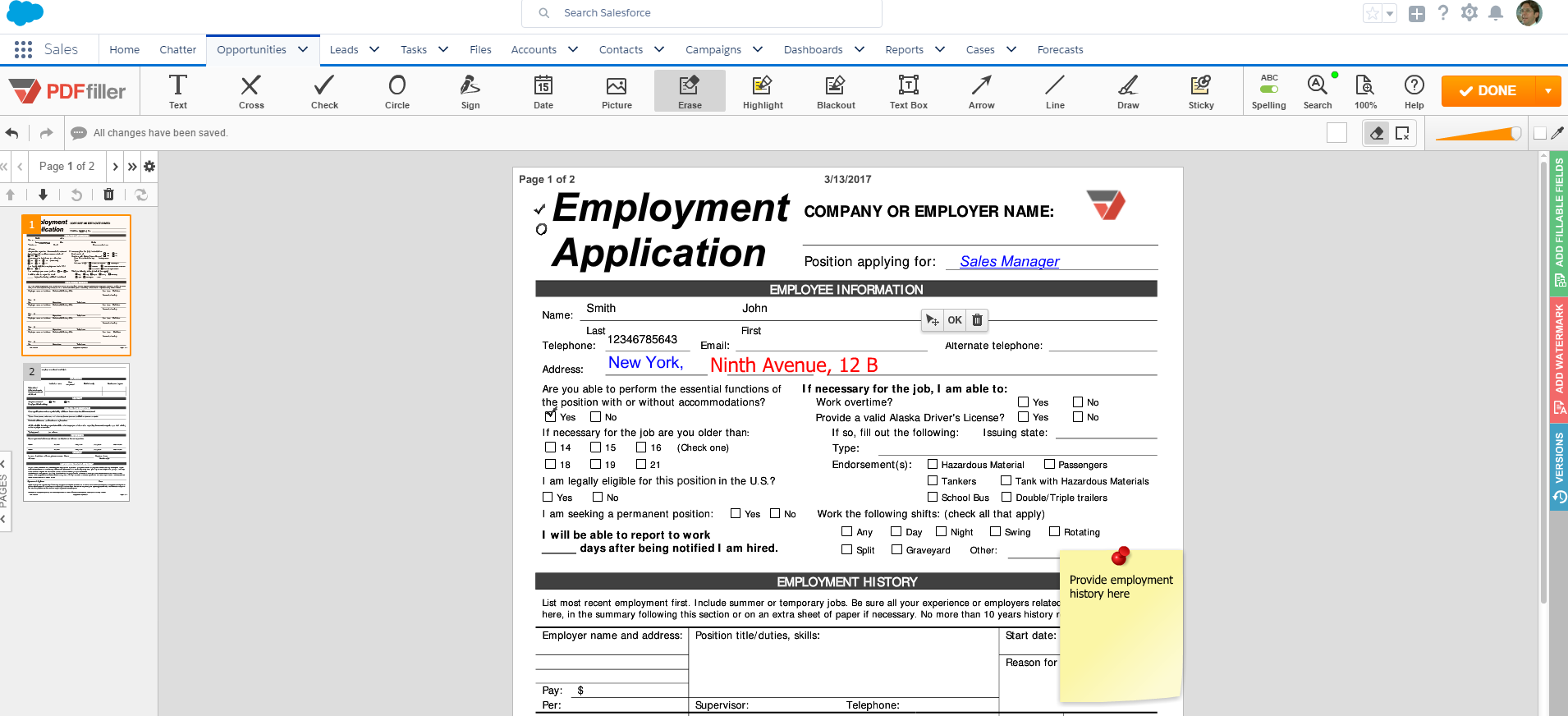 Erase Text in PDF Online in Salesforce | pdfFiller