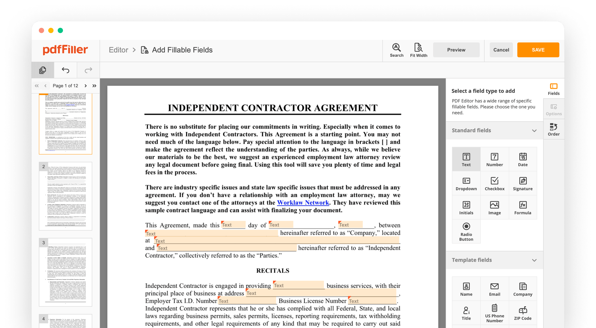 Independent Contractor Agreement Workflow PdfFiller   Screen 2 