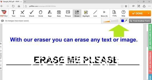 Erase in PDF