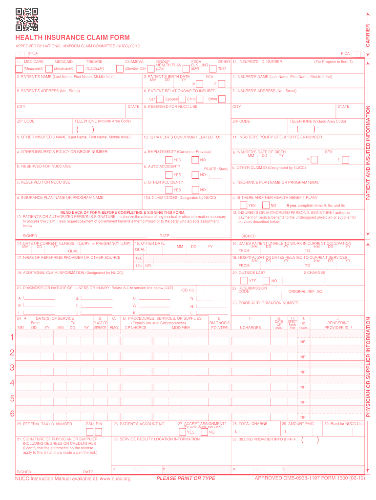 Cms 1500 form pdffiller