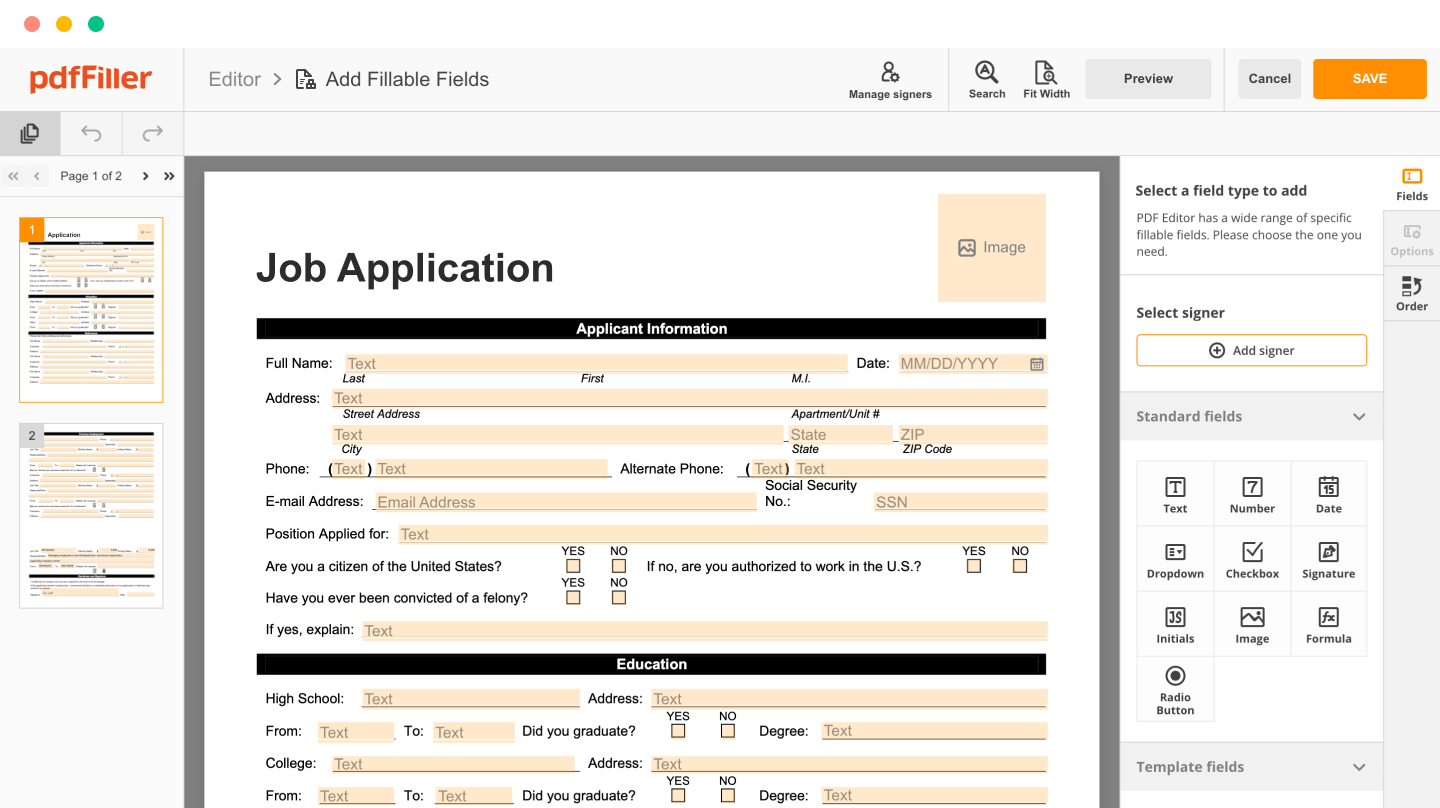 online form builder pdf